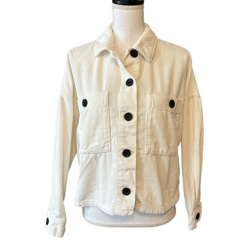 OFF WHITE ZARA giacca corta in velluto a coste con bottoni davanti donna taglia US SMALL colore bianco sporco