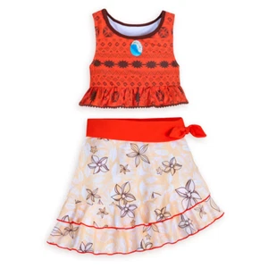 Disney Moana Sz 9 Deluxe 3 Piece Swim Suit Set Costume w Skirt New w Tag UPF 50+ - Picture 1 of 4