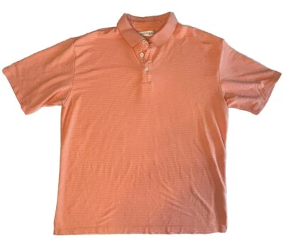 Camisa polo Jamaica Jaxx para hombre manga corta 3 botones naranja talla XL a rayas texturizadas Foto 1 de 3