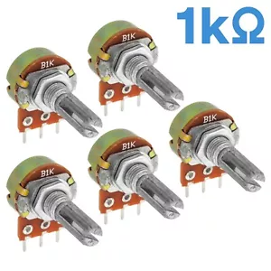 5pcs 1k Ohm Ω Linear (B) Taper Rotary Potentiometer Single Gang WH148 B1K - Picture 1 of 5