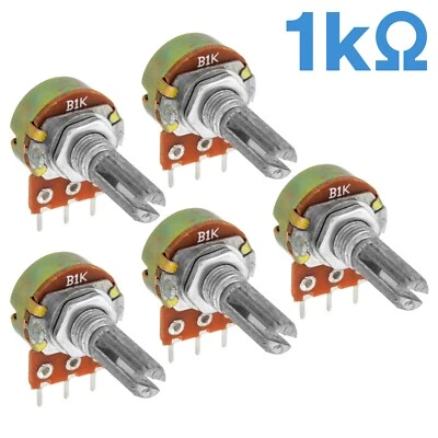 5pcs 1k Ohm Ω Linear (B) Taper Rotary Potentiometer Single Gang WH148 B1K - Image 1 of 4