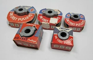 (5) NOS Chicago 1/2" Bore Die Cast Pulley Lot - All Different Sizes - 1 ½" - 3" - Picture 1 of 8