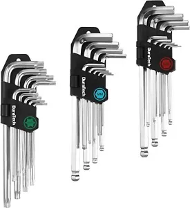 DuraTech 27PC Allen Wrench Set Long Arm SAE Metric Torx Star Ball End Hex Key - Picture 1 of 9