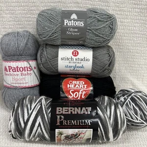 5 Mischgarne rot Herz Stitch Studio Nicole Patons Bienenstock Bernat schwarz grau - Bild 1 von 18