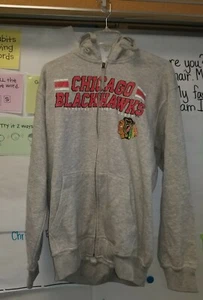 Wore once Chicago Blackhawks Men's Grey Zip Up Hoodie size large - Picture 1 of 2