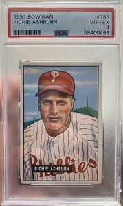 1951 Bowman #186 Richie Ashburn Phillies HOF PSA 4 - VG/EX