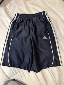 Adidas Dark Navy Blue/White 3-Stripe Shorts Youth Size Medium w/Pockets - Picture 1 of 13