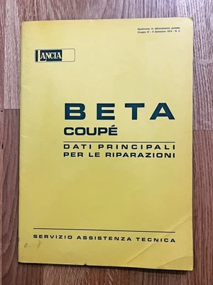 LANCIA Beta Coupé – Dati Principali per le Riparazioni – 1974 - Immagine 1 di 4
