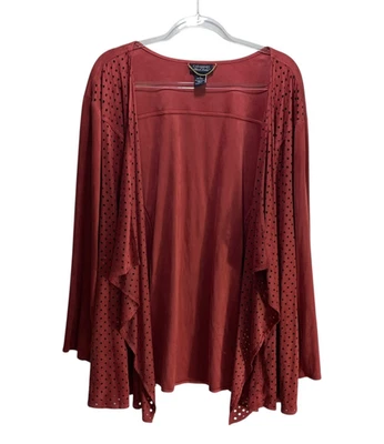 Catherine's Duster Open Sweater Cardigan Lagenlook Womens 26-28W Rust Artsy Boho - Image 1 of 4