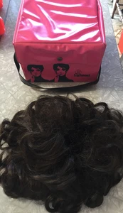 Vintage Carousel Wig & Case Hot Pink Twiggy Case Brown Hair Wig/Extension/Piece - Picture 1 of 12