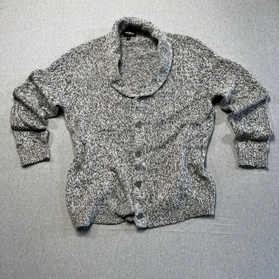 Cárdigan Express Suéter Para Hombre XL Negro Gris Chal Cuello Abotonado Foto 1 de 4