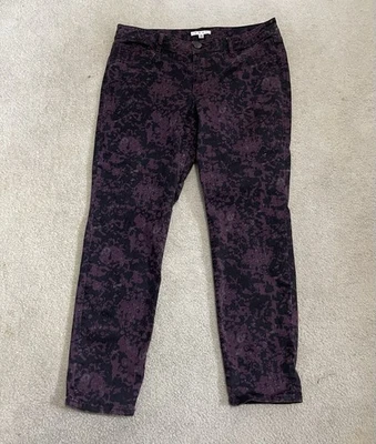 CABi Purple & Black Abstract Straight Leg Casual Pants Boho City Sz 14 - Image 1 of 4