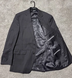 Vintage Austin Reed 40R Grey 100% Wool Men Suit Blazer Sport Jacket Plaid Pocket - Picture 1 of 9