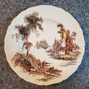 Johnson Brothers THE OLD MILL Brown Multicolor 10" Dinner Plate 1952-1977 - Picture 1 of 4