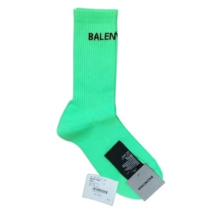 Auténticos Calcetines Largos BALENCIAGA Logo Verde Neón L Lujo - Imagen 1 de 4