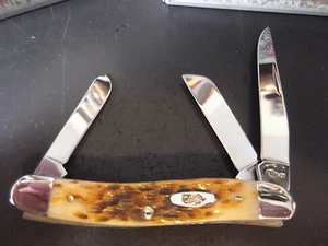 CASE XX MED. STOCKMAN AMBER BONE POCKET KNIFE MODEL CA-042 SUPERIOR S BLADE EDGE - Picture 1 of 12