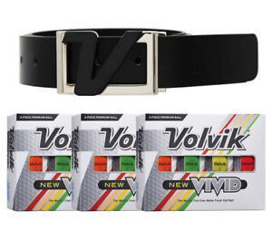 Volvik NEW VIVID 3 Dozen Color Golf Balls with Volvik Genuine Leather Belt 