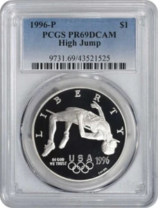 1996-P High Jump Olympic Silver Commemorative Dollar PR69DCAM PCGS Proof 69 DC - Picture 1 of 2