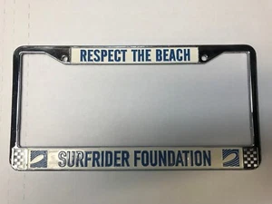 Surfrider Foundation Auto License Plate Frame. "RESPECT THE BEACH". Metal. New - Picture 1 of 1