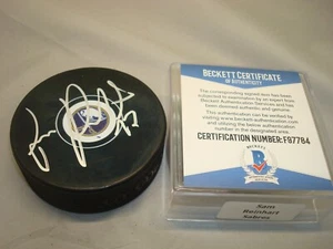 Sam Reinhart Signed Buffalo Sabres Hockey Puck Autographed Beckett BAS COA 1A - Picture 1 of 3