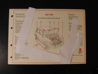 Shell Schmierplan Fiat 1100 Schmieranweisung Serviceplan  Stand 1959  - Bild 1 von 4