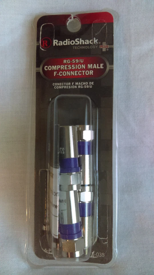 Radioshack Compression Male F-Connector for RG-59/U  278-035  2-pack - Image 1 of 1