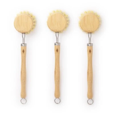 Cepillo para platos de bambú de mango largo reemplazable PLANT OATH - PAQUETE DE 3 | Regalo sostenible Foto 1 de 4