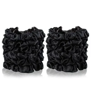 12 Pcs Black Satin Scrunchies, Soft Small Satin Silk Hair Ties for Women Thin Fi - Picture 1 of 2