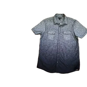 INC International Concepts Pearl Snap Shirt Mens Size Large Black Short Sleeve - Picture 1 of 7