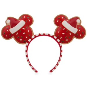 Disney Parks Red White Holiday Trim Gingerbread Cookie Minnie Ear Headband O/S - Picture 1 of 1