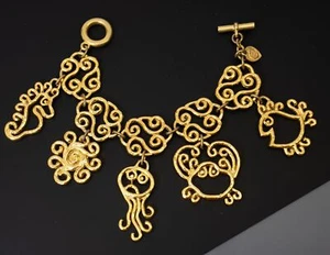 6.5" Ultra Rare Edouard Rambaud Paris Sea Creature Statement Runway Bracelet - Picture 1 of 13