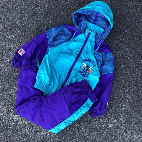Vintage Charlotte Hornets Mighty Mac NBA Warm-Up Tracksuit Set Boys Youth Size 7 Cover