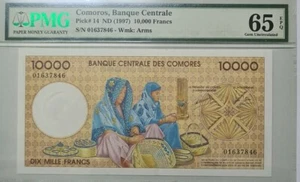 1997 COMOROS 10000 Francs PMG65 EPQ GEM UNC [P-14] - Picture 1 of 4