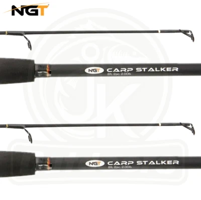 2x NGT Carp Stalker Rods 8ft 2pc Carp Stalking Rods Carp Fishing Tackle - BLACK - Image 1 of 4