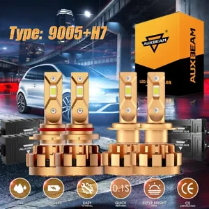AUXBEAM CANBUS LED Headlight High+Low 4 Bulbs Kit 6000K For Kia Forte 2017-2018 - Foto 1 di 12