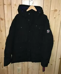 NWT Tommy Hilfiger Men 's XL Wind Resistant Black Hood Jacket w/ Front Pockets - Picture 1 of 11