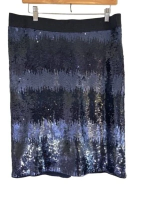 Vince Camuto Skirt Women 14 Blue Sequin Festival Ombre Holiday Glam Feminine - Image 1 of 4