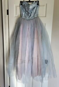 Vintage 1950's Blue Net With Pink Organza Prom Dress