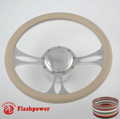 Kit de volante de aluminio de 9 orificios Billet de 14" con botón de bocina y adaptador Foto 1 de 4