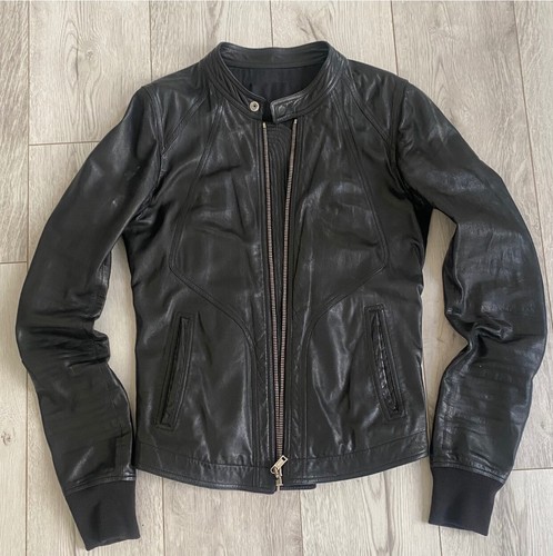Rick Owens Giacca Donna Pelle Cerniera Biker Bomber S