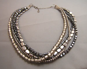 Silpada N1936 Sterling Silver Hematite Hailstone Necklace Grey Multi Strand - Picture 1 of 5