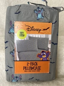 Disney Halloween Lilo & Stitch Pillowcase 2-Pack 100% Cotton Standard 20x30 New - Picture 1 of 2