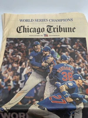 2016 Chicago CUBS бейсбол - чемпионы мировой серии - 11/3/2016 Tribune газета - Изображение 1 из 4