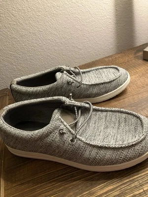 Mocassim de cadarço casual Big Boys Old Navy - Tamanho 5 - Lona cinza novo com etiquetas - Imagem 1 de 4
