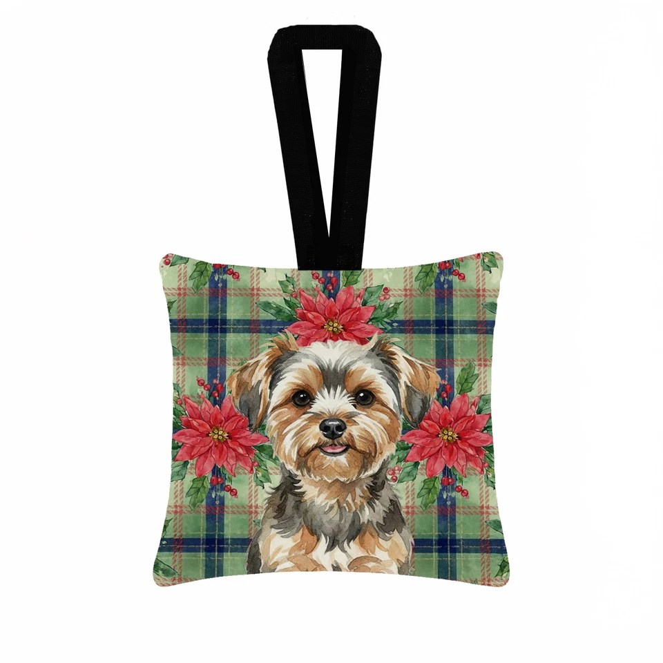 Caroline's Treasures Yorkiepoo Navidad Poinsettas Ornamento 3.5x3.5 WDK8862PO3 Foto 1 de 3