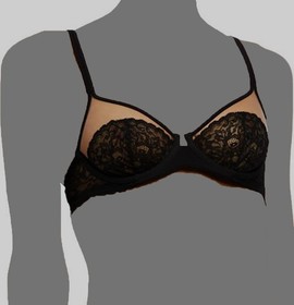 La Perla Women's Black Bianca Floral Lace Underwire Balconette Bra Size 36B