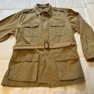 Polo By Ralph Lauren Hergestellt in den USA Hellbraun Canvas Mittellanger Trenchcoat Unisex. Gr. XL - Bild 1 von 12
