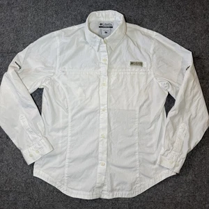 Camisa Columbia Mujer Pequeña Blanca Manga Larga Abotonada Exterior Pesca Bolsillo - Imagen 1 de 10