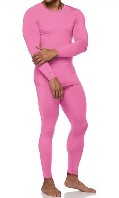 TSLA MENS PINK FLEECE TOP n BOTTOM LONG SLEEVE UNDERWEAR SET. LARGE. NEW IN PKG - Image 1 of 4