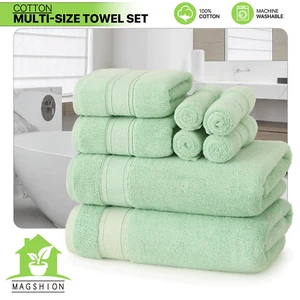 8 Pcs 100% Cotton Towel Set 2 Bath Towels+2 Hand Towels+ 4 Washcloths Daily Use - Picture 1 of 12